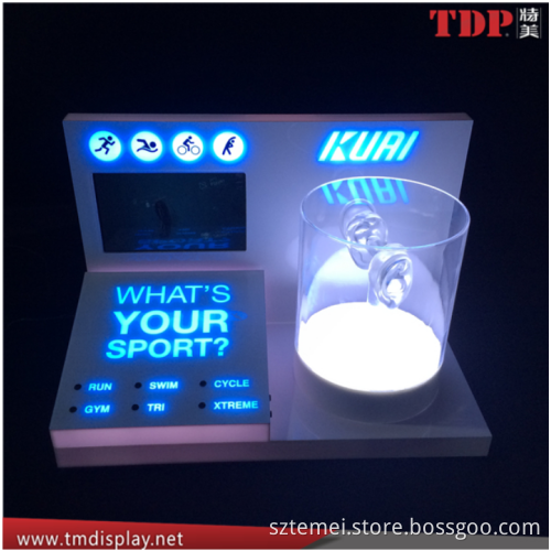 illuminated custom rotating acrylic earphone holder headphone display stand led acrylic headphone stand with LCD screen